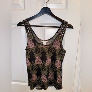 H&M Pineapple Print Tank Top, Size XS